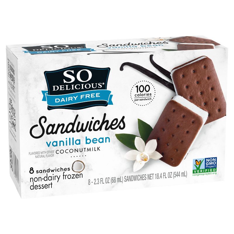 So Delicious Dairy Free Vanilla Bean Coconut Milk Frozen Dessert Sandwich - 8ct, 2 of 8