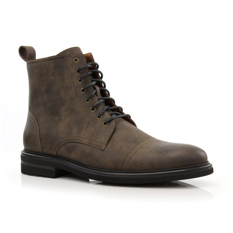 Polar Fox Mens Wright MPX808583 7-Eyelets Classic Dress Boot with Zipper Closure, in Cigar Brown, Size 13