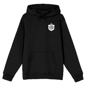 Lone Star Armadillo Drinking Beer Long Sleeve Black Adult Hooded Sweatshirt - 1 of 4