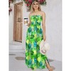 HAPPY BAY Women's House Daily Routine Evening Wear Maxi A Line Casual Slit Party Strapless Tube Top Dress L-XL Monstera Leafs, Green - 2 of 4