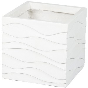 LuxenHome White Waves 14.2" Square MgO Planter, Indoor and Outdoor - 1 of 4
