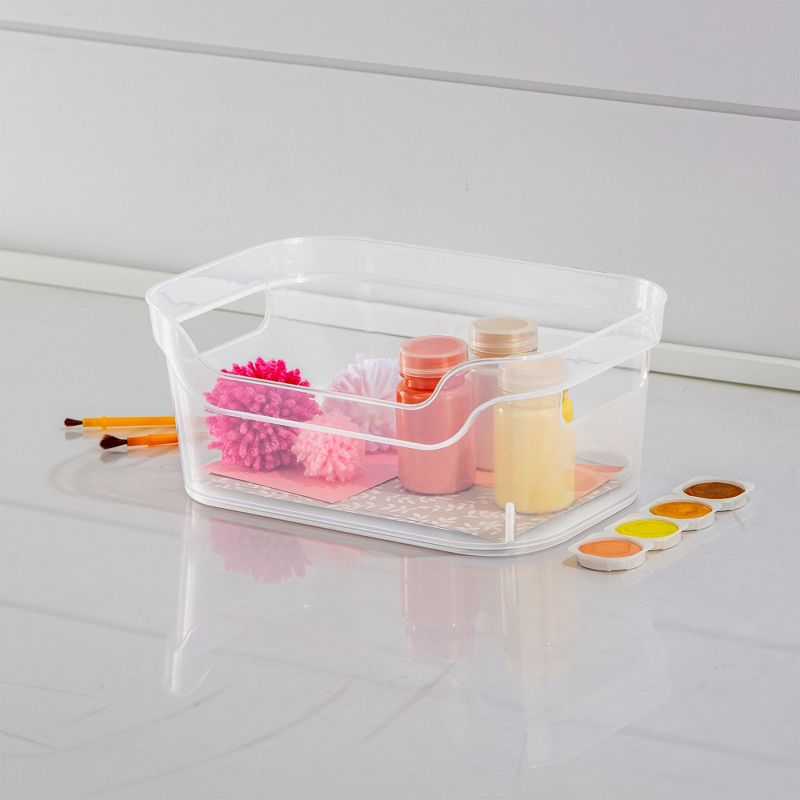 Sterilite 9.5 x 6.5 x 4 Inch Small Open Scoop Front Clear Storage Bin with Comfortable Carry Through Handles for Household Organization, 5 of 7