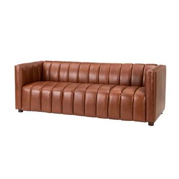 Ulysses 83" Genuine Leather Sofa with Channel-tufted | ARTFUL LIVING DESIGN