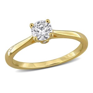 CREATED FOREVER | Yellow Plated Sterling Silver 1/2 CT TW Lab-Grown Diamond Round Engagement Ring - 1 of 4