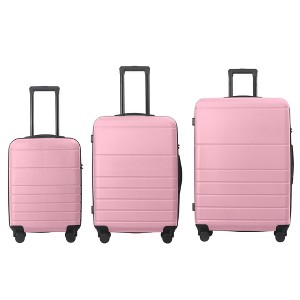 Luggage Sets ABS Hardshell 3pcs Luggage, Lightweight Durable Suitcase sets Spinner Wheels Suitcase with TSA Lock 20''24''28''?Available(Pink) - 1 of 4