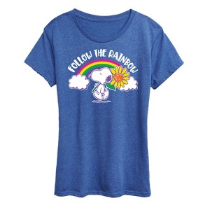 Women's - Peanuts - Follow The Rainbow Short Sleeve Graphic T-Shirt - 1 of 4