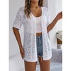 Women's Openwork Short Sleeve Knit Cardigan, Lightweight Cover-Up for Beach & Vacation Sun Protection - 4 of 4