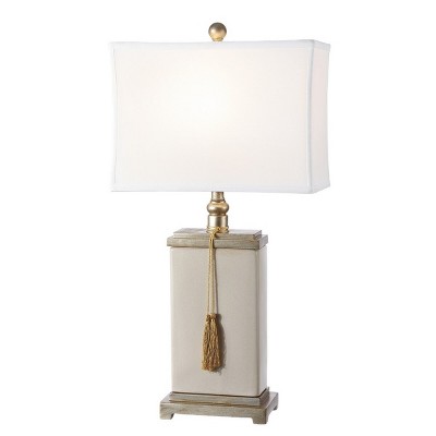 Amiliana 32 Inch Cream Ceramic Tassel Table Lamp with White Shade