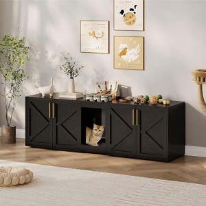 Double Cat Litter Box Enclosure,Hidden Litter Box Furniture for 2 Cats,Wooden Litter Box Enclosure Furniture - 1 of 4