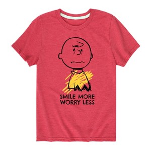 Boys' - Peanuts - Smile More Worry Less Short Sleeve Graphic T-Shirt - 1 of 4