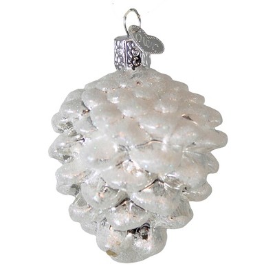 Old World Christmas 3.0 Inch Snow-Capped Silver Snowy Cone Pinecone Majestic Fir Tree Ornaments