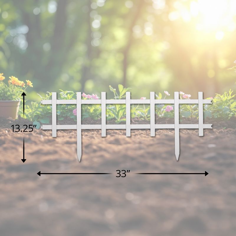 Suncast Cape Cod Styling Weatherproof Long Border Fence with Interlocking Tabs for Garden and Yard Edging Solution, White (4 Pack), 2 of 7