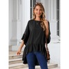 INSPIRE CHIC Women's High Low 3/4 Bell Sleeve Keyhole Back Ruffle Hem Asymmetrical Blouse - 4 of 4