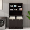Okak Tall Cabinet Storage Cabinet with Tilt-Out Dirty Laundry Basket, Storage Cabinet with 2 Adjustable Shelves and Doors for Living Room - 4 of 4