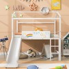 PAGED Twin Size Loft Bed, House Shaped Metal Bed Frame with Blackboard, Slide and Ladder for Bedroom - 2 of 4