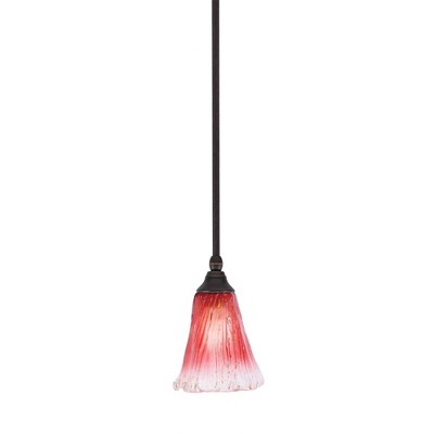Toltec Lighting Any 1 - Light Pendant in  Dark Granite with 5.5" Fluted Raspberry Crystal Shade