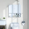 Bathroom Wall Cabinet with 2 Doors Adjustable Shelves 3 - Tier Wood Storage Over Toilet White Wall Mounted - 3 of 4