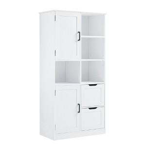 Dexmalle White Morden Bathroom Storage Cabinet with Multiple Storage Space and  Adjustable Shelf - 1 of 4