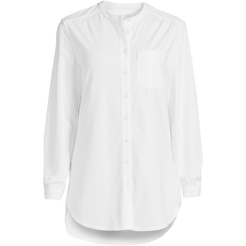 Lands' End Women's Petite Long Sleeve Performance Crew Neck Tunic Small Deep Balsam Encircle Geo