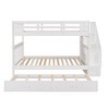 PAGED Full over Full Bunk Bed with Storage Stairs, Wooden Bed Frame with Twin Size Trundle and Guardrail, Modern Loft Bed for Kids, Adults - 3 of 4