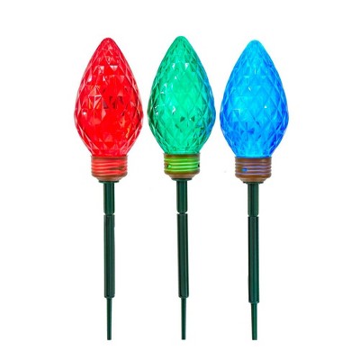 Kurt Adler 23" Jumbo Multi Color Faceted C9 Yard Stake Set