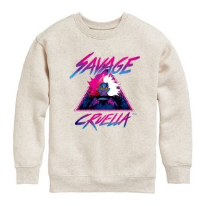 Boys' - Disney Villains - Cruella Savage Graphic Long Sleeve Fleece Sweatshirt - 1 of 4