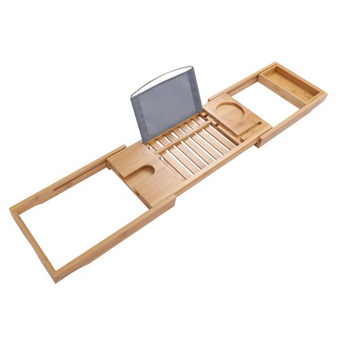 Unique Bargains Bamboo Non-slip Expandable Bath Serving Table Tray ...