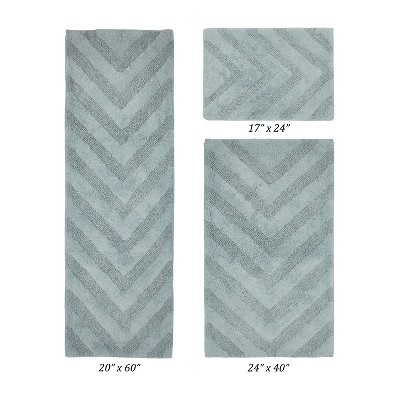 Hugo 3-Piece Bath Rug Set 100% Premium Cotton Tufted Chevron Pattern Bathmats for Bathroom, Super Soft Absorbent Machine Washable