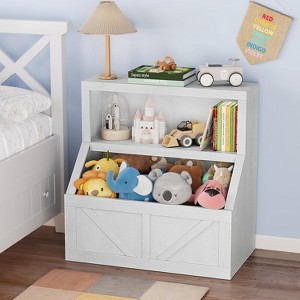Kids Bookshelf, Wooden Toy Storage Organizer with Cubby - 1 of 4