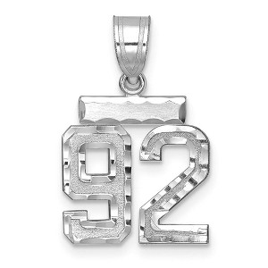 Black Bow Jewelry 14k White Gold, Varsity Collection, Small D/C Pendant, Number 92 - 1 of 3