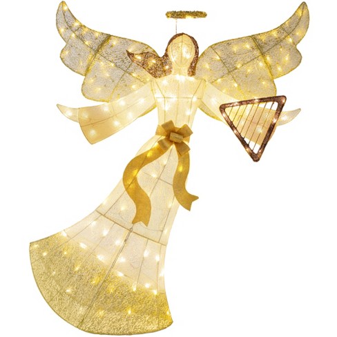 Best Choice Products 5ft Lighted Outdoor Angel Christmas Decoration For  Lawn W/ 140 Led Lights, Harp, Bow, Ground Stakes : Target