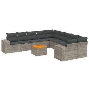 vidaXL Garden Sofa Set Gray, Dark Gray PE Rattan Large Modular - 1 of 4
