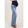 Pinkblush Light Blue Distressed Open Knee Wide Leg Maternity Jeans - 4 of 4