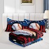 Acoinel 3 Pcs Baseball and American Flag Lightwight Ultra Soft Comforter Set with 2 Pillowcases, Red - 2 of 4