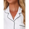 cheibear Women's Long Sleeve Notched Lapel Button Down Lounge Nightshirt - 4 of 4