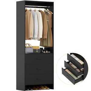Aheaplus 24'' Freestanding Closet Organizer System with Hanging Rods and Drawers - 1 of 4