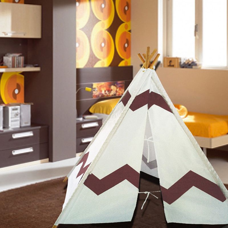 Modern Home Children's Canvas Play Tent Set with Travel Case - Brown/White, 2 of 5