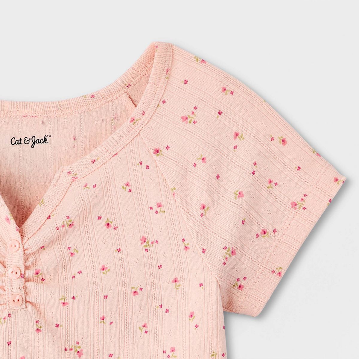 Girls' Short Sleeve Floral Printed Pointelle T-Shirt - Cat & Jack™ - thumbnail 6