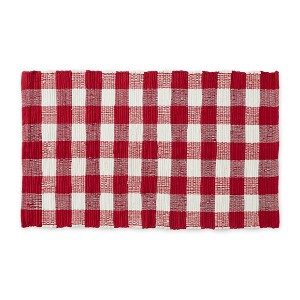 Design Imports Buffalo Check Chindi - Red & White - 26 X40 In - 1 of 4