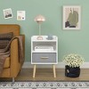 Nightstand With Collapsible Fabric Drawer, 2-Tier Storage End Table, Wood Side Table with Storage Cabinet for Kids - 3 of 4