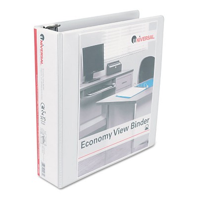 UNIVERSAL Economy Round Ring View Binder 2" Capacity White 6/Pack 20982PK