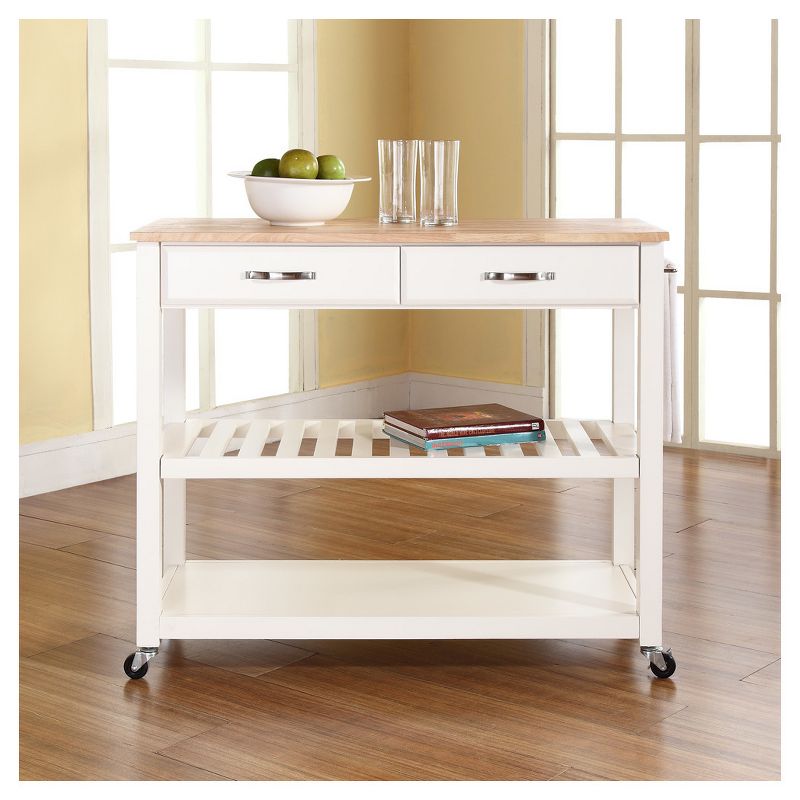 Natural Wood Top Kitchen Cart/Island with Optional Stool Storage - Crosley, 5 of 12