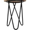 Living Room Accent End Table, Wood and Metal Sofa Side Table, Brown/Black - 3 of 4