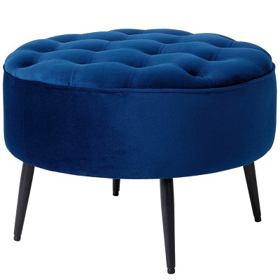 Birdrock Home Tufted Rectangle Ottoman - Velvet Foot Stool - Grey : Target