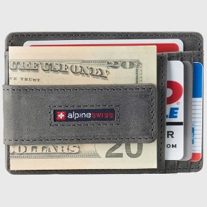 Alpine Swiss Harper Mens RFID Slim Money Clip Front Pocket Wallet Minimalist Leather ID Card Holder - 1 of 4