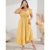 Whizmax Women's Plus Size Summer Dress with Pocket Ruffle Cap Sleeveless V Neck Side Split Long Beach Maxi Dress Yellow Flower 5XL - 4 of 4