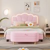 NicBex Full Upholstered Bed Frame with Ottoman and Elegant Flower-Shaped Headboard,Adjustable Headboard with LED Lights,Easy Assembly,Pink - 2 of 4