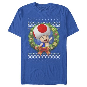 Men's Nintendo Christmas Toad Wreath T-Shirt - 1 of 4