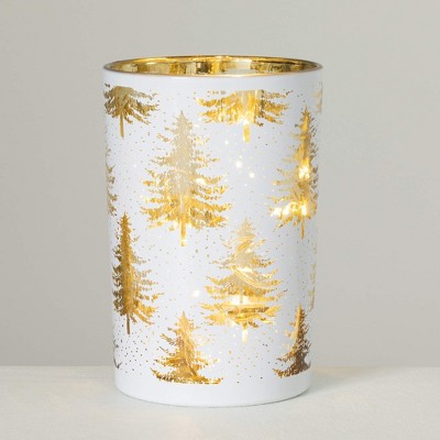 7"H Sullivans White Gold LED Tree Jar Light
