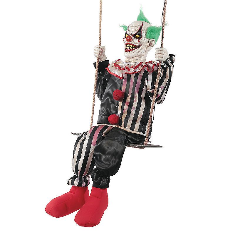 Seasonal Visions Animated Swinging Chuckles the Clown Halloween Decoration - 62 in x 16 in x 18 in - Multicolored, 1 of 2